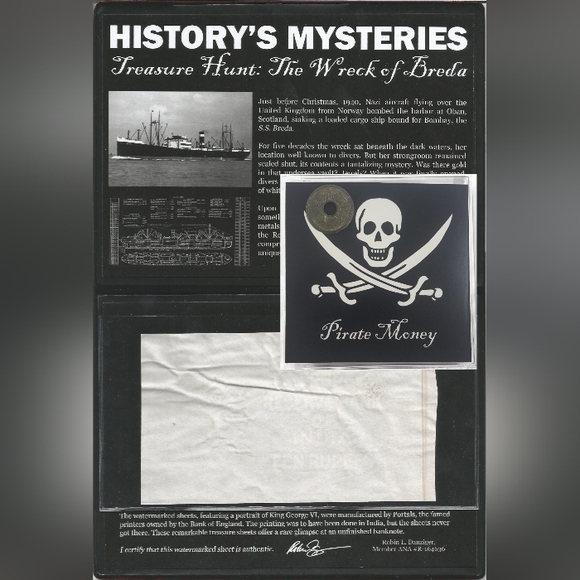 SHIPWRECK TREASURE Strait of Malacca Pirate Coins (2), Wreck of Breda Banknote - Picture 1 of 5